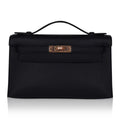 Kelly Pochette Bag Black Rose Gold Hardware Clutch