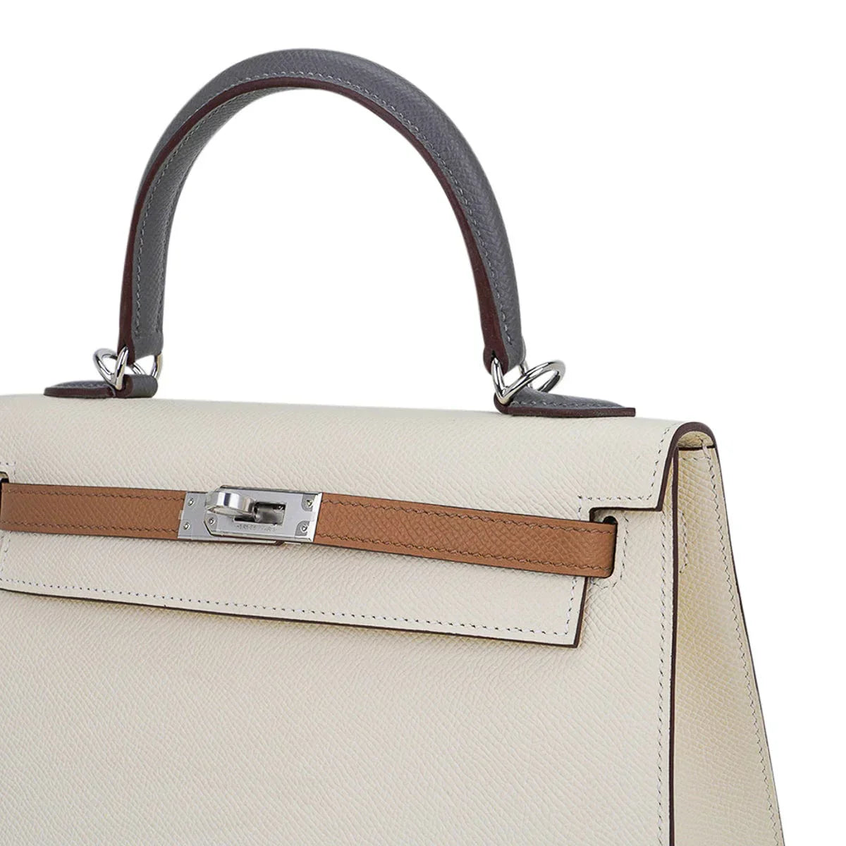 Kelly Sellier 25 Bag Nata Chai & Gris Meyer Epsom Leather with Palladium Hardware
