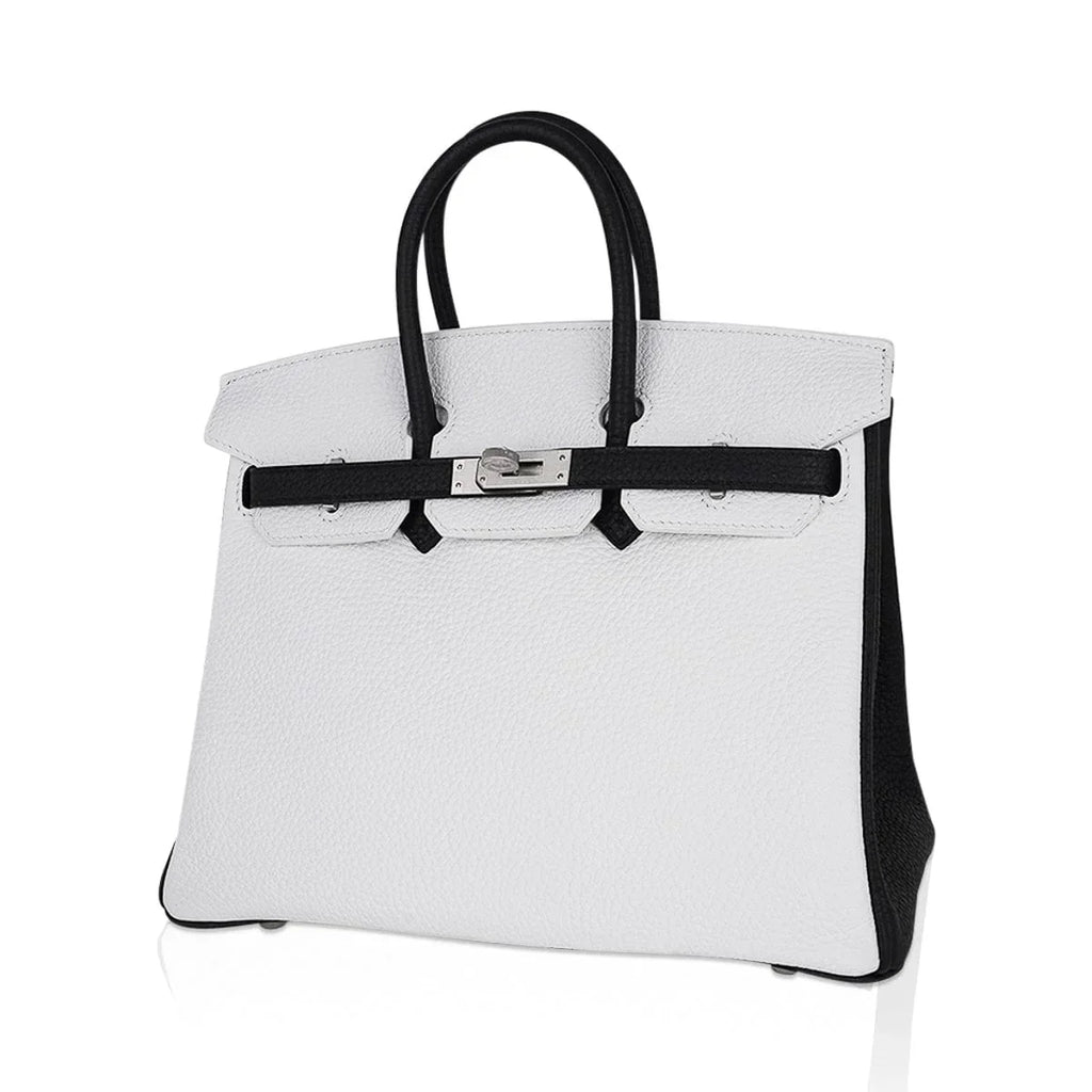 Birkin HSS 25 Bag White w/ Black Brushed Palladium Hardware