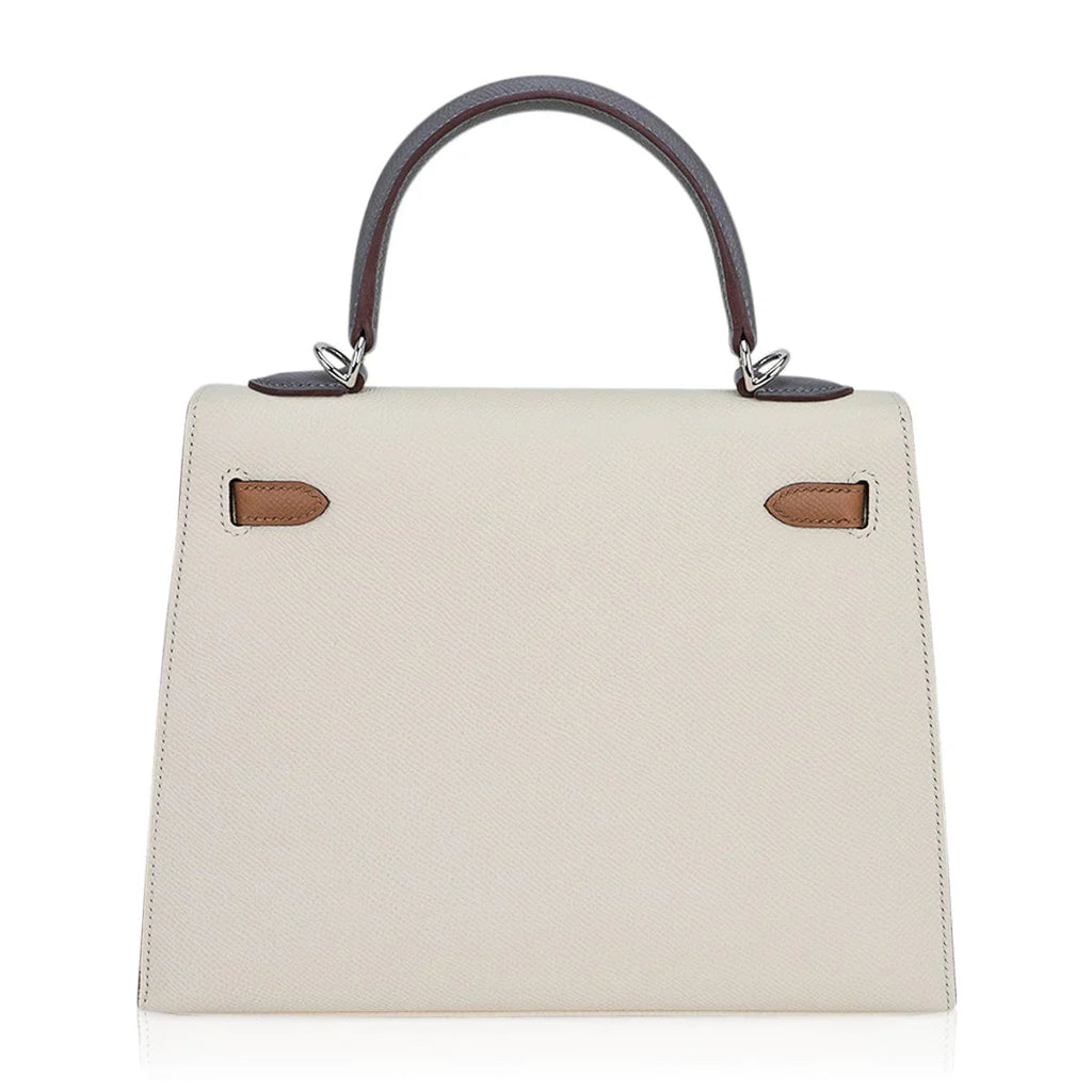 Kelly Sellier 25 Bag Nata Chai & Gris Meyer Epsom Leather with Palladium Hardware