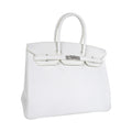 Birkin 35 Bag White Clemence Leather with Palladium Hardware