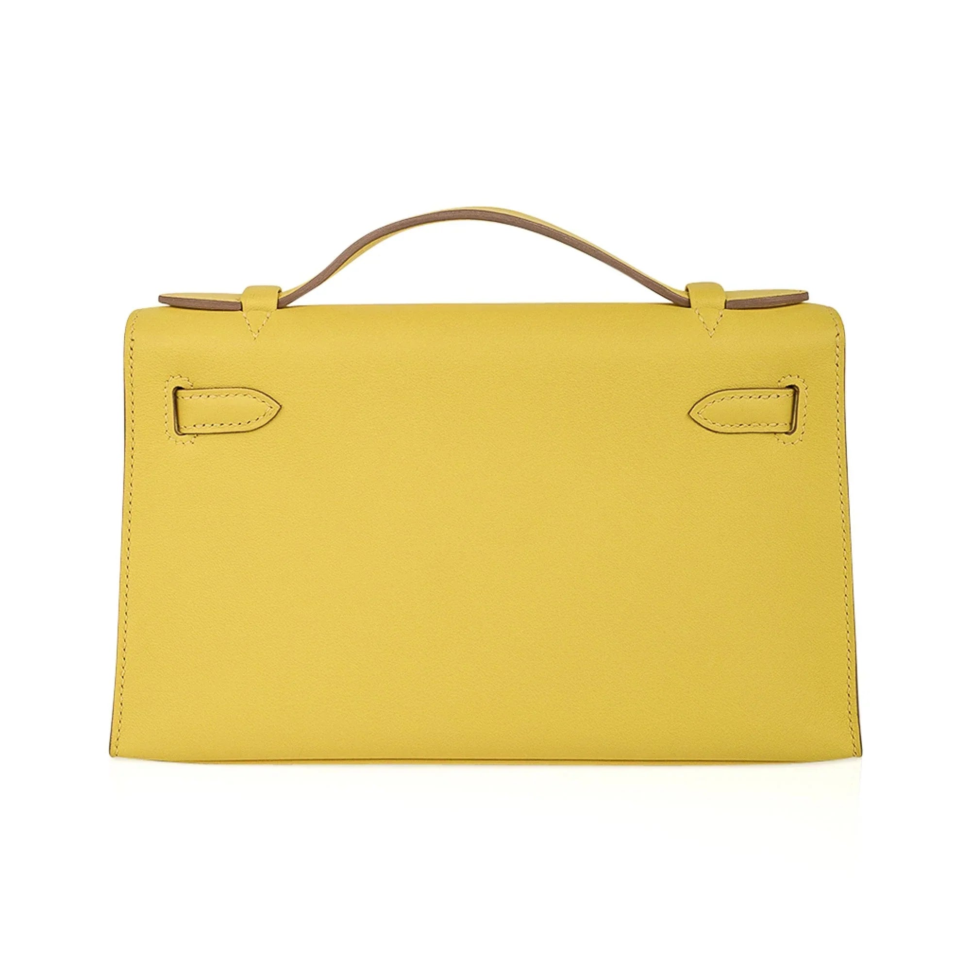 Kelly Pochette Bag Lime Clutch Gold Hardware Swift Leather