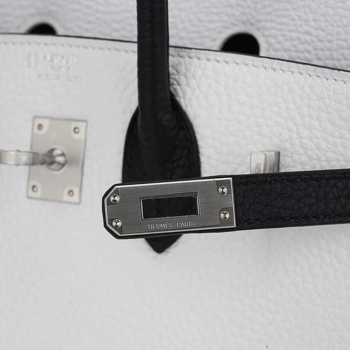 Birkin HSS 25 Bag White w/ Black Brushed Palladium Hardware