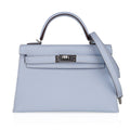 Kelly 20 Mini Sellier Bag Blue Brume Epsom Leather Gold Hardware