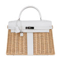 Kelly 35 Picnic Bag White Swift Leather / Osier (Wicker) Limited Edition
