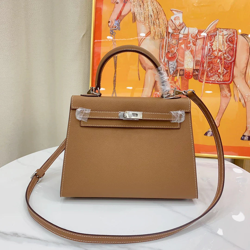 Kelly II Sellier Palm-Grained Epsom Leatheri Palladium Hardware