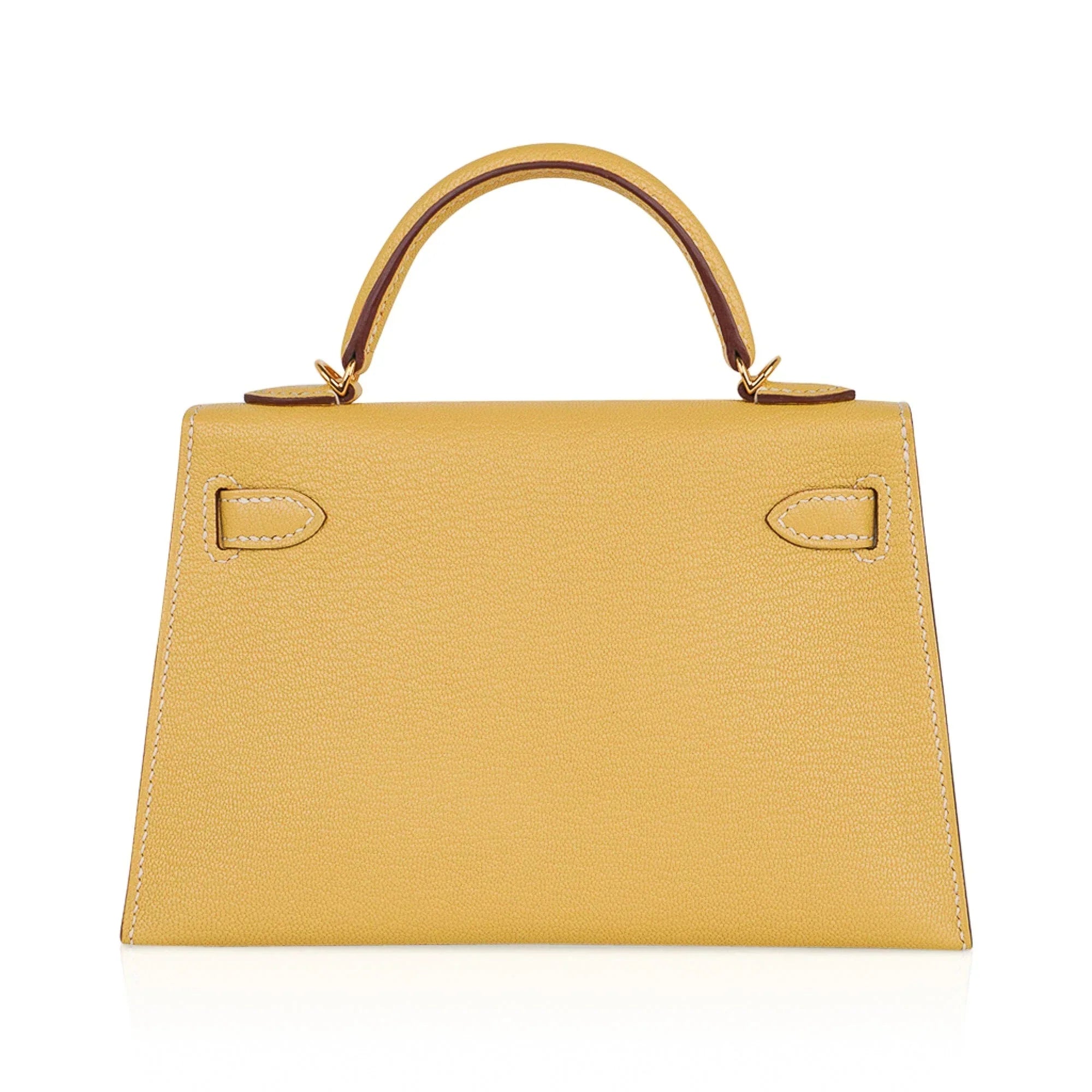Mini Kelly 20 Sellier Jaune Foin Bag Chevre Gold